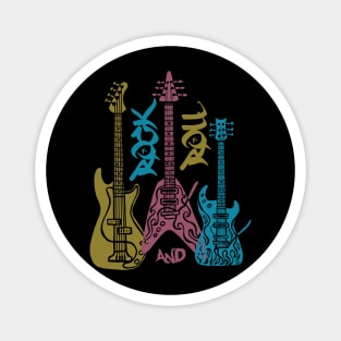 Rock and roll, electric guitars, music lover. dark background Magnet